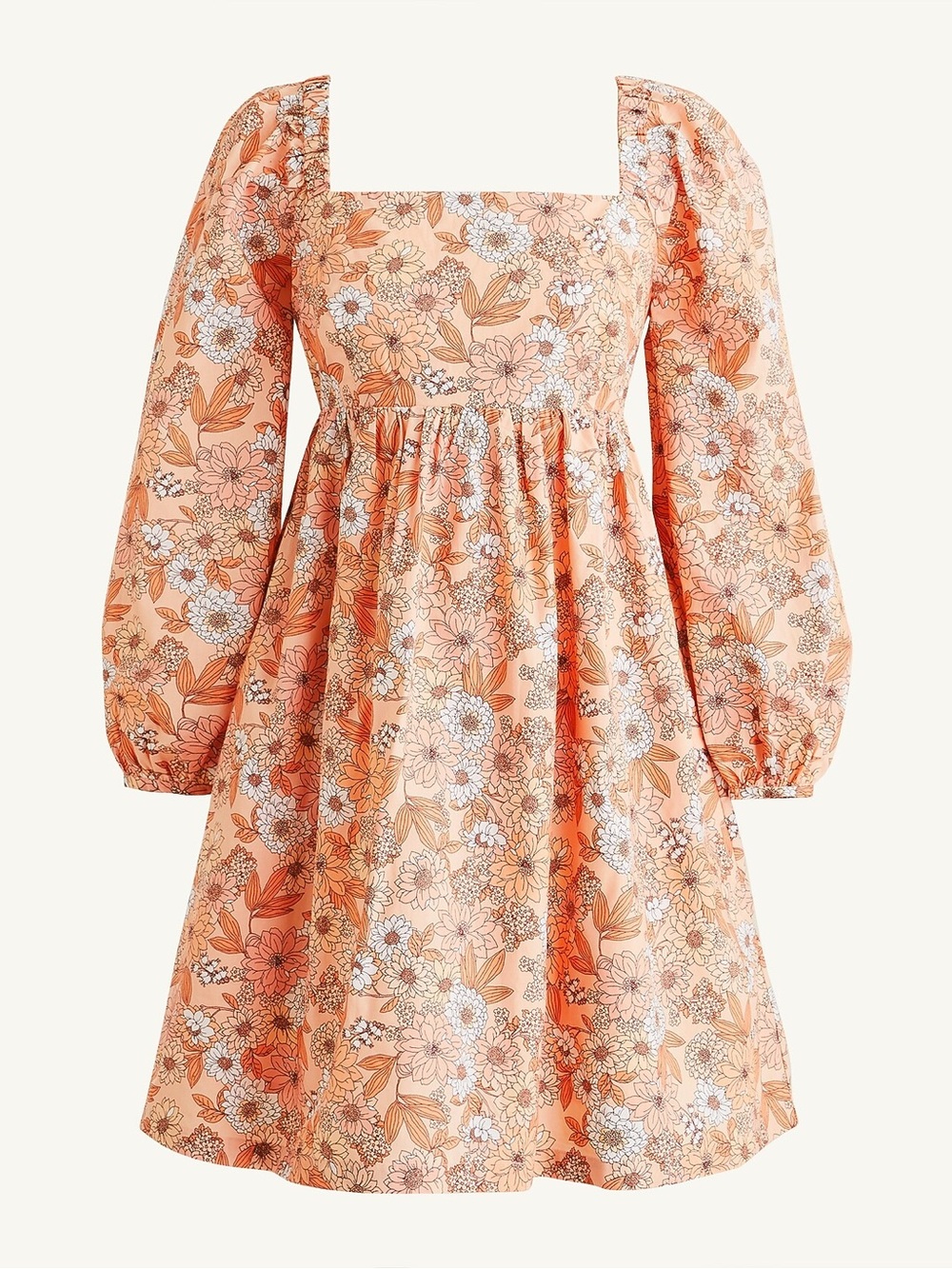J.Crew Squareneck Cotton Poplin Dress in Zinnia Floral